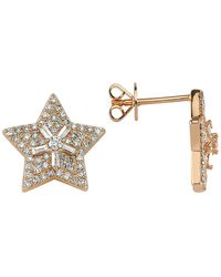 BeeGoddess - 14k Rose Gold Diamond Sirius Stud Earrings - Lyst