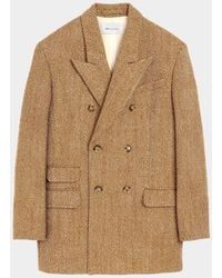 Ami Paris - Double-Breasted Herringbone Wool Oversized Blazer Jacket - Lyst