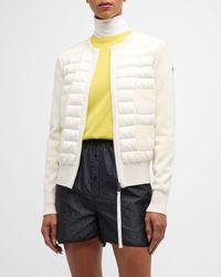 Moncler - Zip-Up Wool Cardigan With Puffer Front - Lyst