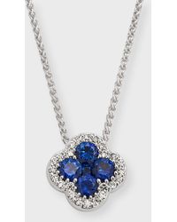 Neiman Marcus - 18k White Gold Diamond And Sapphire Pendant Necklace - Lyst