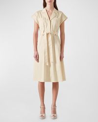 LK Bennett - Ivy Belted Cap-Sleeve Cotton Utility Midi Dress - Lyst