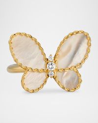 Roberto Coin - 18K Jasmine Diamond And Mop Butterfly Ring - Lyst