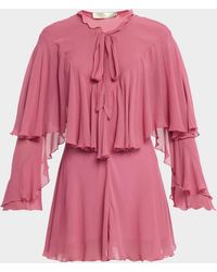 LoveShackFancy - Liraine Ruffle Cape Mini Dress - Lyst