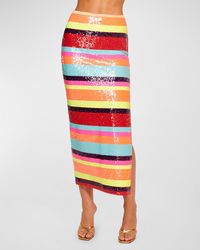 Ramy Brook - Myrtie Sequined Striped Midi Skirt - Lyst