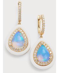 David Kord - 18k Yellow Gold Earrings With Pear-shape Opal, Diamonds And White Frame, 3.07tcw - Lyst