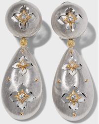 Buccellati - Macri Giglio 18k White & Yellow Gold Teardrop Earrings With Diamonds - Lyst