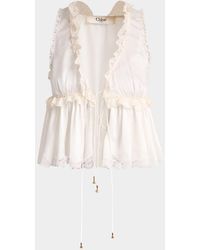 Chloé - Ruffle V-Neck Sleeveless Silk Top - Lyst
