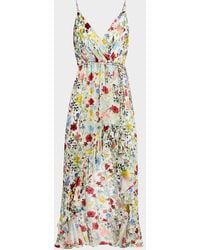 Alice + Olivia - Tara Floral Cascading Ruffle Midi Dress - Lyst