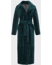 Gorski - Reversible Shearling Lamb Belted Long Coat With Side Slits - Lyst