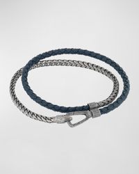 Marco Dal Maso - Lash Double Wrap Leather Franco Chain Combo Bracelet With Push Clasp - Lyst