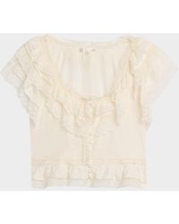 LoveShackFancy - Persine Silk Ruffle Top - Lyst