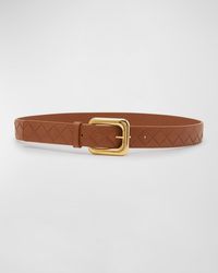 Bottega Veneta - Light Woven Leather & Brass Belt - Lyst