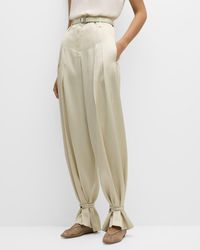 Jil Sander - High-Rise Pleated Belted Straight-Leg Tie-Cuff Trousers - Lyst
