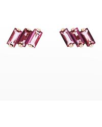 KALAN by Suzanne Kalan - 14K Rose Three Baguette Earrings With Baguette-Cut Topaz - Lyst