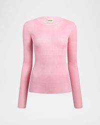 KHAITE - Mosi Silk Rib Long-Sleeve Top - Lyst