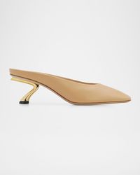 Ferragamo - 55Mm Safi Leather S-Shaped Heel Mules - Lyst