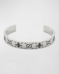 Gucci - Bee-engraved GG Sterling Silver Cuff Bracelet - Lyst