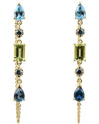 Stevie Wren - Large 5-stone Teardrop Dangle Earrings With Diamonds And Chain, Multi - Lyst