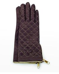 Portolano - Diamond Quilted Cashmere-lined Zip Gloves - Lyst