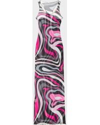 PUCCI - Marmo-Print Mesh Sleeveless Maxi Dress - Lyst
