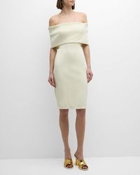 Bottega Veneta - Textured Nylon Off-Shoulder Midi Dress - Lyst