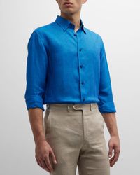 Brioni - Solid Linen Sport Shirt - Lyst