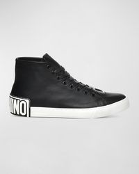 Moschino - Leather Logo High-top Sneakers - Lyst