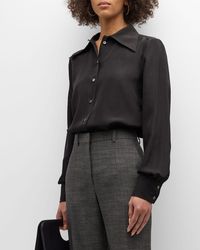 The Row - Conan Cutaway-Collar Button-Front Silk Shirt - Lyst