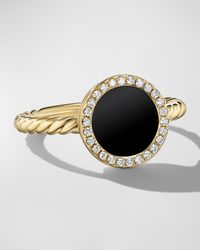 David Yurman - Dy Elements Ring With Black Onyx And Diamonds In 18k Gold, 11mm, Size 5 - Lyst