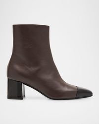 Ferragamo - Sambi Cap-Toe Leather Ankle Boots - Lyst