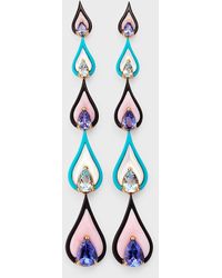Etho Maria - 18k Pink Gold Earrings With Aquamarine And Tanzanite Pears - Lyst