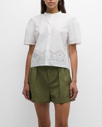 FRAME - Embroidered Short-Sleeve Shirt - Lyst