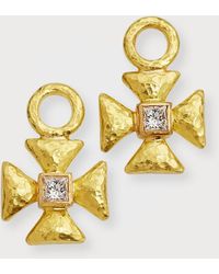 Elizabeth Locke - 19k Diamond Maltese Cross Earring Pendants - Lyst