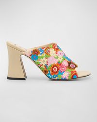 Loewe - Calle Floral Embroidered Mule Sandals - Lyst