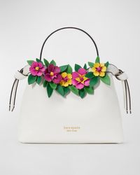 Kate Spade - Knott Floral Pebbled Leather Top-Handle Bag - Lyst