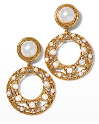 Kenneth Jay Lane - Pearly Top With Pearly And Crystal Drop Clip Earrings - Lyst