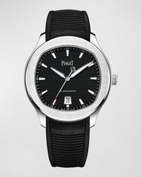 Piaget - Polo Date 42mm Stainless Steel & Black Rubber Strap Watch - Lyst