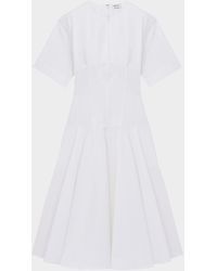 McQueen - Short-Sleeve Seamed Midi Dress - Lyst