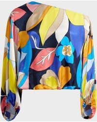 Ramy Brook - Hibiscus Marley Satin One-Shoulder Blouse - Lyst