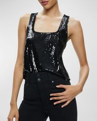 Alice + Olivia - Avril Sequined Boxy Tank Top - Lyst