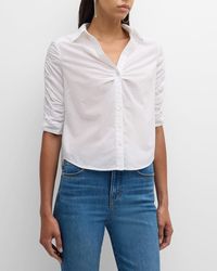 Veronica Beard - Porta Ruched Button-Front Shirt - Lyst
