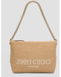 Jimmy Choo - Callie Logo Raffia Shoulder Bag - Lyst