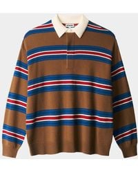 STAUD - Michael Striped Cashmere Polo Sweater - Lyst