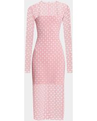 Givenchy - Tulle Monogram Long Sleeve Midi Dress - Lyst