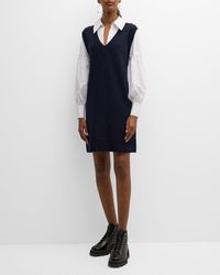 Cinq À Sept - Teresita Cashmere Knit & Cotton Poplin Combo Mini Dress - Lyst