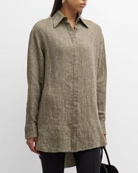 Brandon Maxwell - Linen-Silk Herringbone Oversized Button-Down Shirt - Lyst