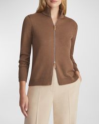 Lafayette 148 New York - Cotton/Silk Tape Fitted Bomber Sweater - Lyst