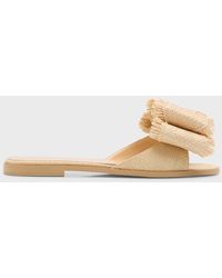 Mach & Mach - Cadeau Raffia Bow Flat Slide Sandals - Lyst