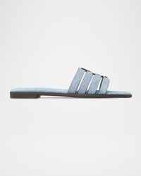 Tory Burch - Ines Caged Denim Flat Slide Sandals - Lyst