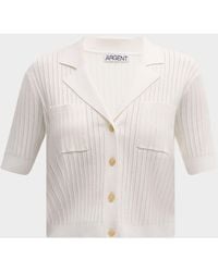 Argent - Ribbed Pointelle-Knit Button-Down Shirt - Lyst